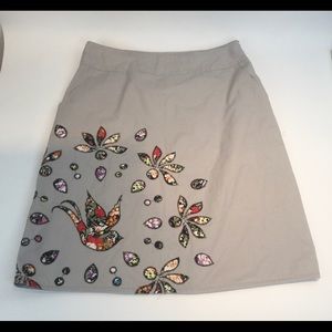 Downeast Basics L skirt Bird appliqué lined